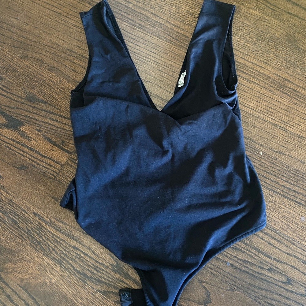 Free People  Black V-Neck bodysuit
